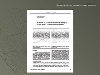 O artigo científico e a escrita em contexto académico
 
