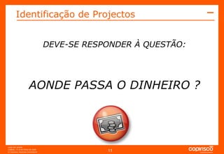 DEVE-SE RESPONDER À QUESTÃO: AONDE PASSA O DINHEIRO ? Identificação de Projectos 