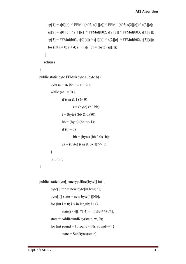 Advanced Encryption Standard (AES) Implementaion using Java