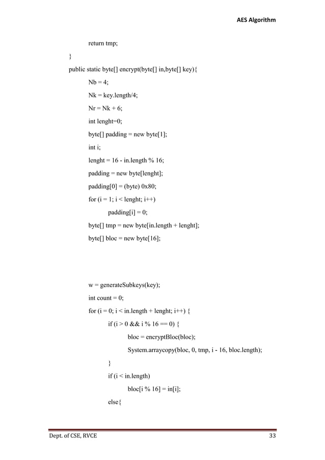 Advanced Encryption Standard (AES) Implementaion using Java