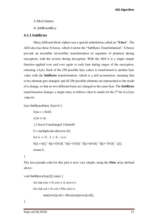 Advanced Encryption Standard (AES) Implementaion using Java