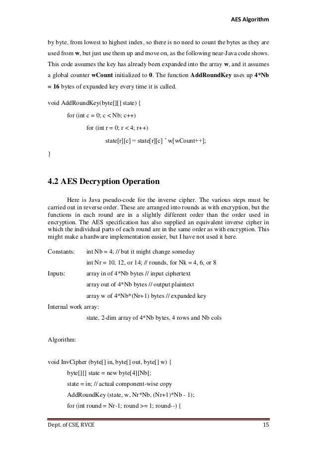 Advanced Encryption Standard (AES) Implementaion using Java