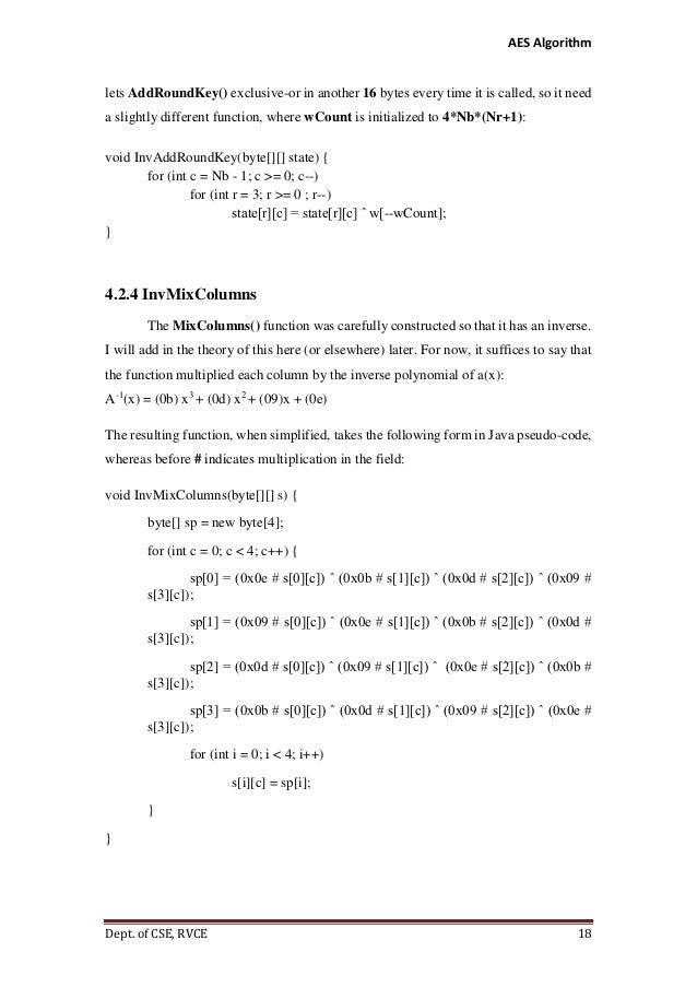 Advanced Encryption Standard (AES) Implementaion using Java