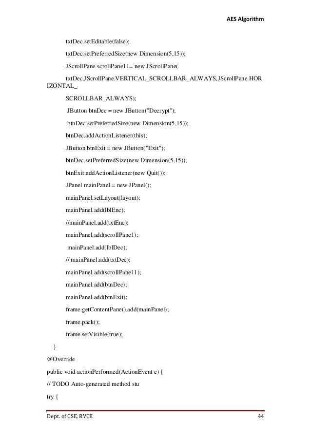 Advanced Encryption Standard (AES) Implementaion using Java