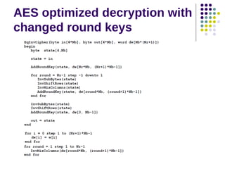 AES optimized decryption with
changed round keys
 