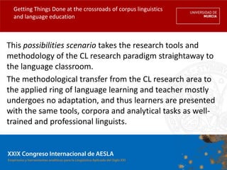 Getting Things Done at the crossroads of corpus linguistics
 and language education



This possibilities scenario takes t...