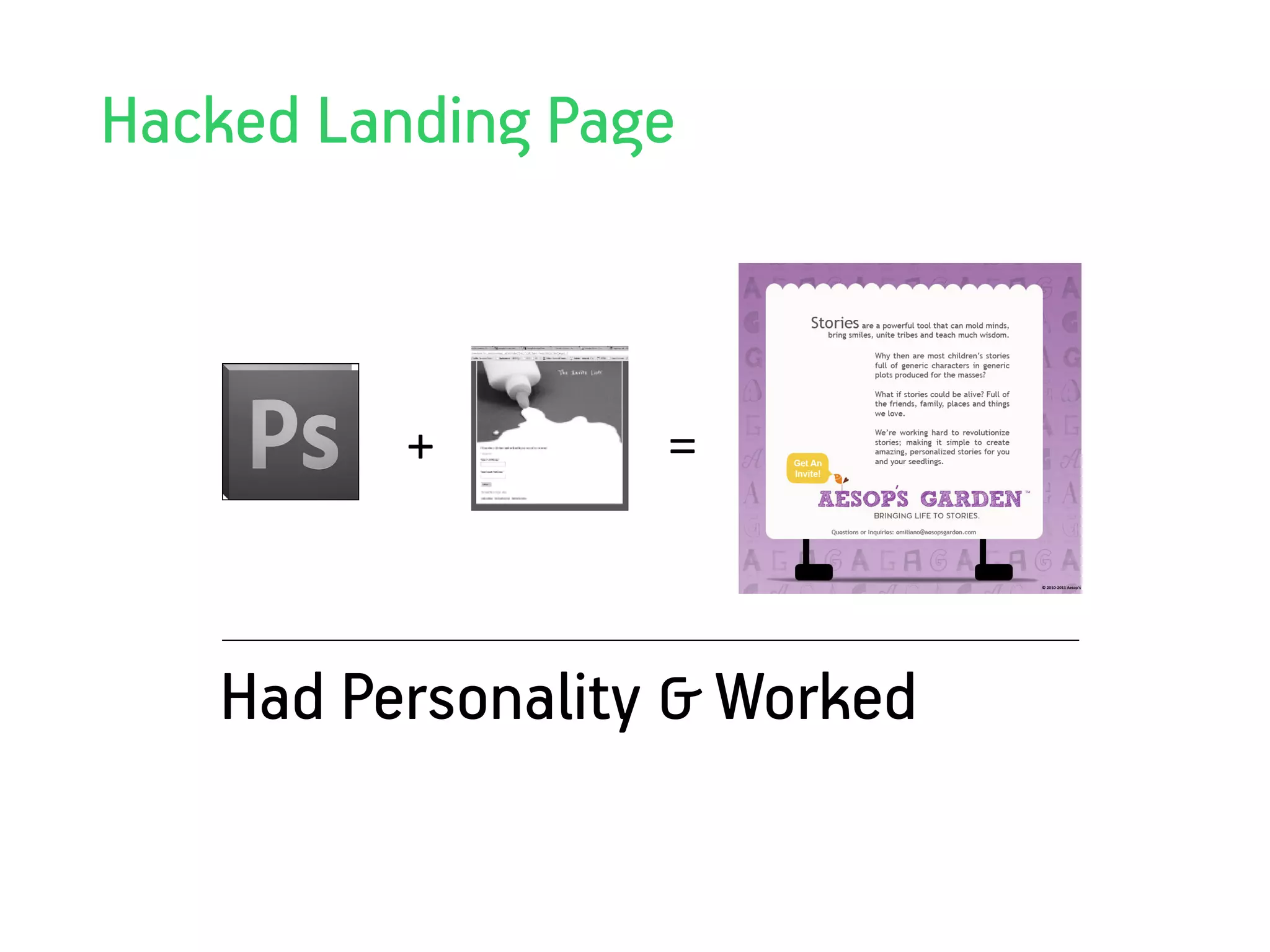 Hacked Landing Page



          +       =



   Had Personality & Worked
 