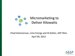 Micromarketing to
Deliver Kilowatts
Chad Solomonson, Lime Energy and Al Kohler, AEP Ohio
April 30, 2013
 