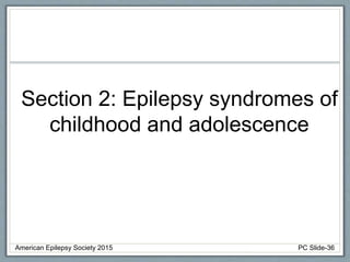 Section 2: Epilepsy syndromes of
childhood and adolescence
American Epilepsy Society 2015 PC Slide-36
 