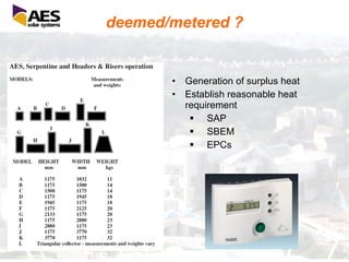 deemed/metered ? Generation of surplus heat Establish reasonable heat requirement SAP SBEM EPCs 