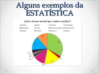 Alguns exemplos daAlguns exemplos da
ESTATÍSTICAESTATÍSTICA
 