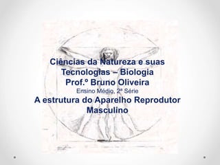 Ciências da Natureza e suas
Tecnologias – Biologia
Prof.º Bruno Oliveira
Ensino Médio, 2ª Série
A estrutura do Aparelho Reprodutor
Masculino
 