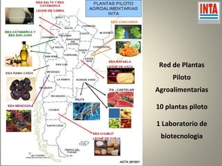 Red de Plantas
     Piloto
Agroalimentarias

10 plantas piloto

1 Laboratorio de
 biotecnologia
 