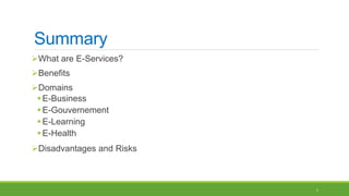 E-Services - Chapter 1: Introduction | PPTX