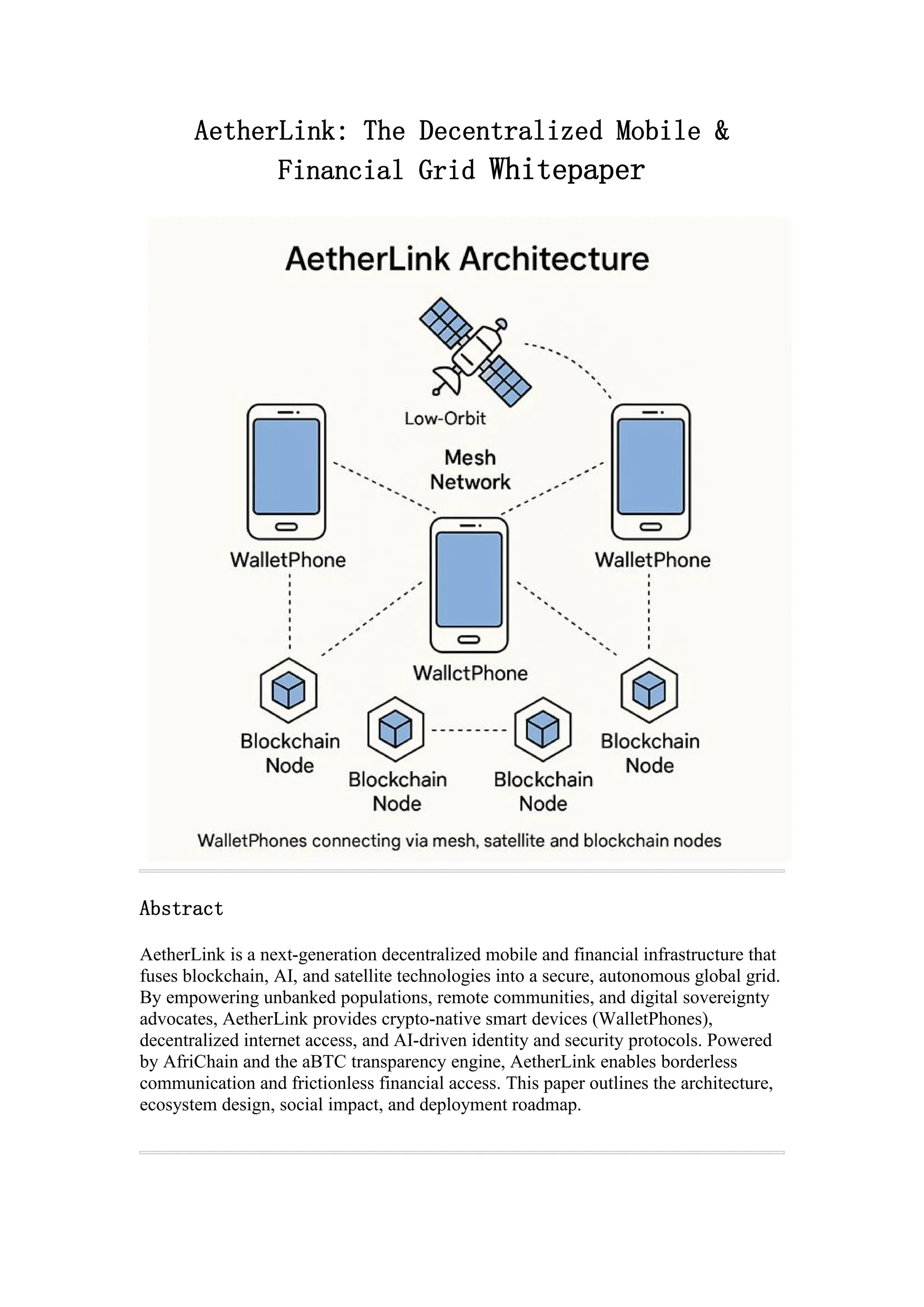 AetherLink: The Decentralized Mobile & Financial Grid Whitepaper | PDF