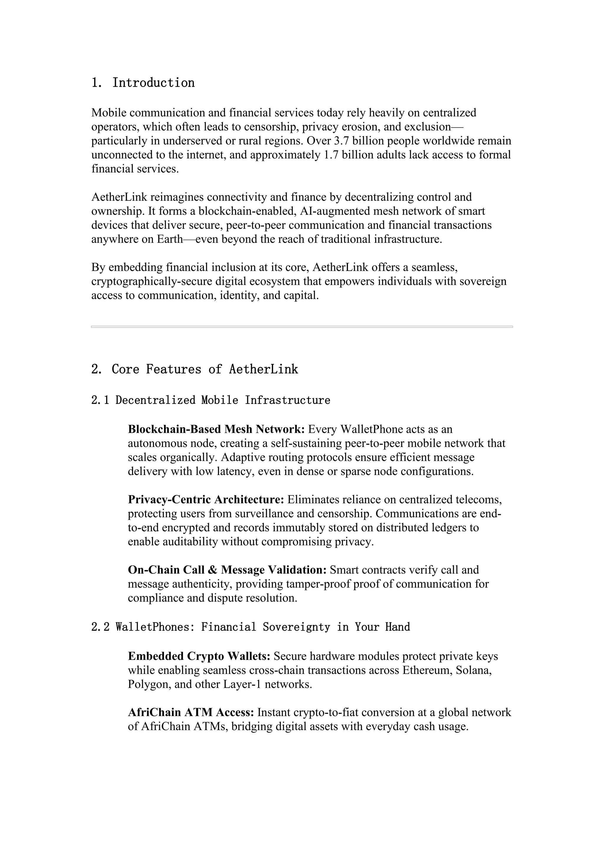 AetherLink: The Decentralized Mobile & Financial Grid Whitepaper | PDF