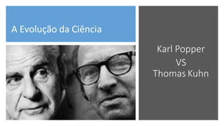 A Evolução da Ciência
Karl Popper
VS
Thomas Kuhn
 