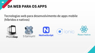 DA WEB PARA OS APPS
Tecnologias web para desenvolvimento de apps mobile
(híbridos e nativos)
 