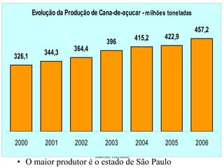 O maior produtor é o estado de São Paulo 