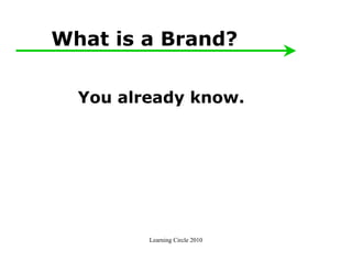 What is a Brand?

  You already know.




         Learning Circle 2010
 