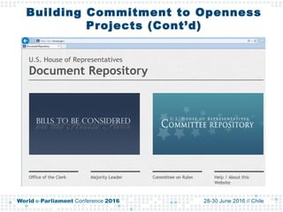 Building Commitment to Openness
Projects (Cont’d)
 