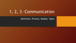 1, 2, 3 -Communication
Definition, Process, Models, Types
 
