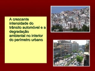 A crescente intensidade do trânsito automóvel e a degradação ambiental no interior do perímetro urbano 
