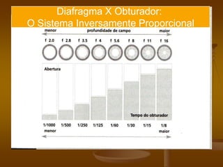 Diafragma X Obturador:
O Sistema Inversamente Proporcional
 