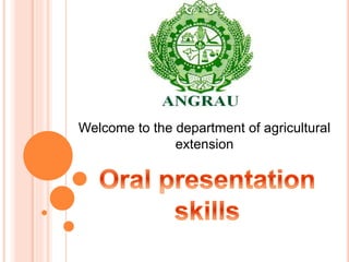 Welcome to the department of agricultural
extension
 