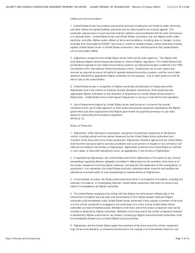AfghanistanUsa Security Agreement