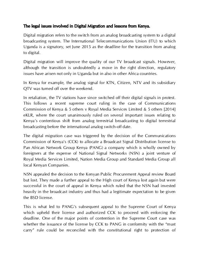 The Issues Involved In Digital Migration