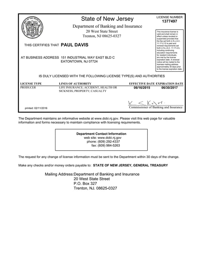 Nj insurance license pdf
