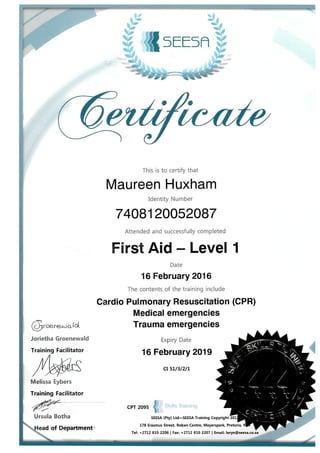 First Aid Level 1