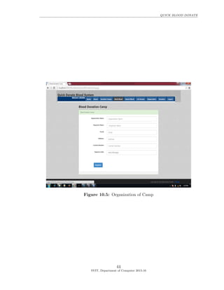 QUICK BLOOD DONATE
Figure 10.5: Organization of Camp
44
SVIT, Department of Computer 2015-16
 