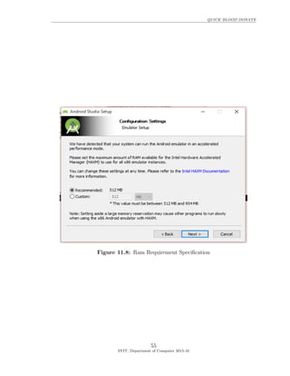 QUICK BLOOD DONATE
Figure 11.8: Ram Requirement Speciﬁcation
55
SVIT, Department of Computer 2015-16
 