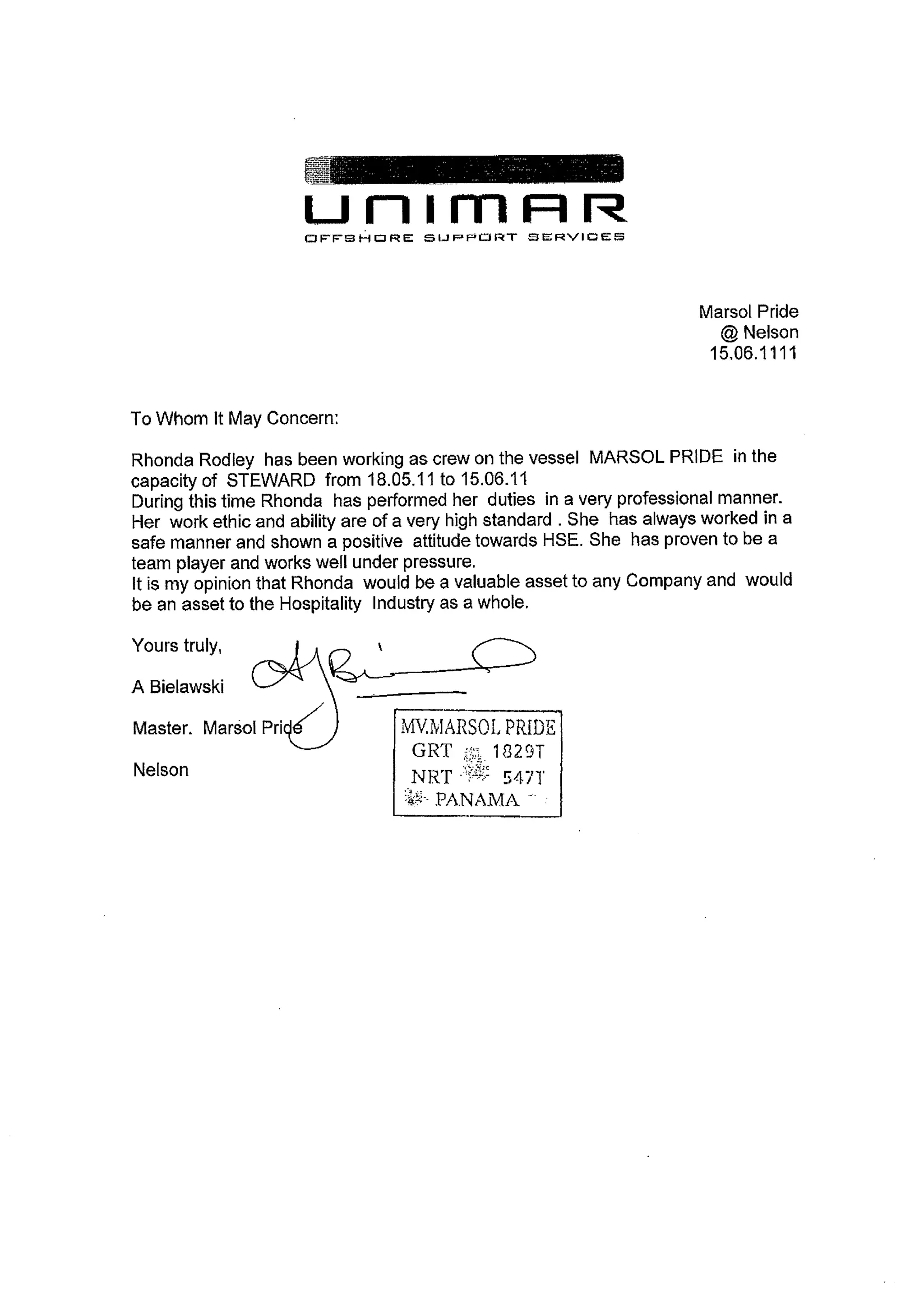 Cert of Service & Reference letters | PDF