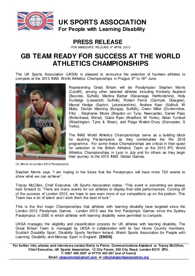 Press Release GB Team Read for success at World Athletics Champions…