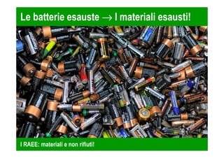 Le batterie esauste ®I materiali esausti! 
I RAEE: materiali e non rifiuti! 
 