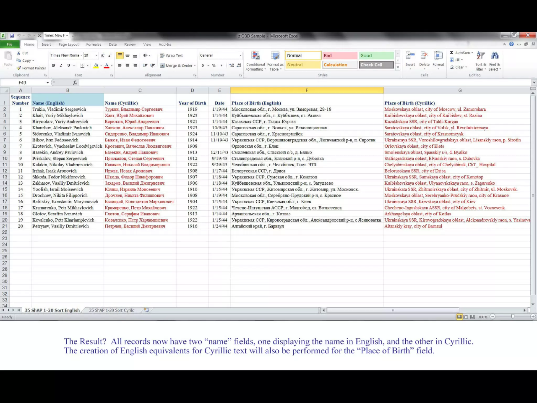 Excelling with Excel III - Digitizing and Manipulating Web Data (With a Russian twist...)