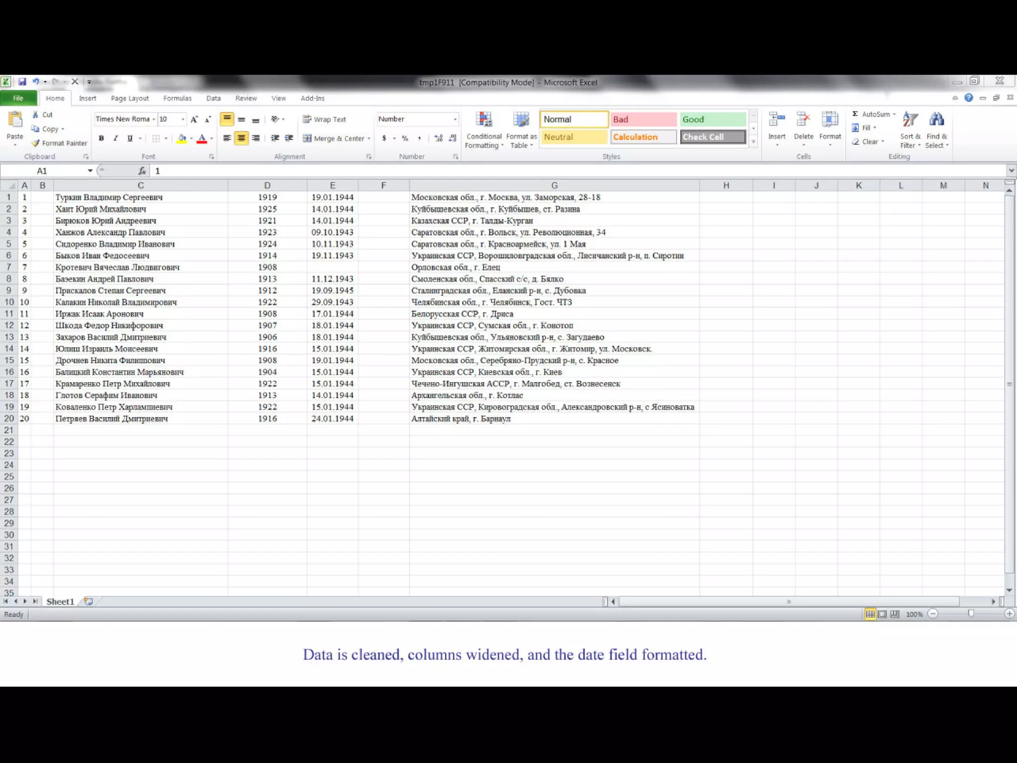 Excelling with Excel III - Digitizing and Manipulating Web Data (With a Russian twist...)