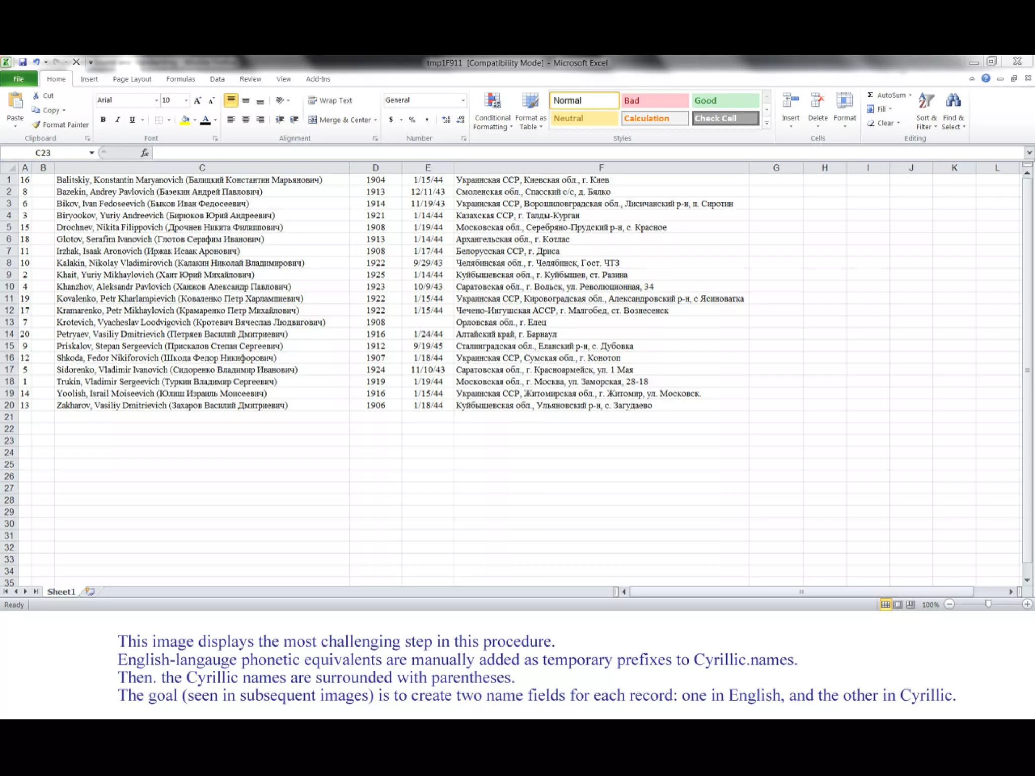 Excelling with Excel III - Digitizing and Manipulating Web Data (With a Russian twist...)