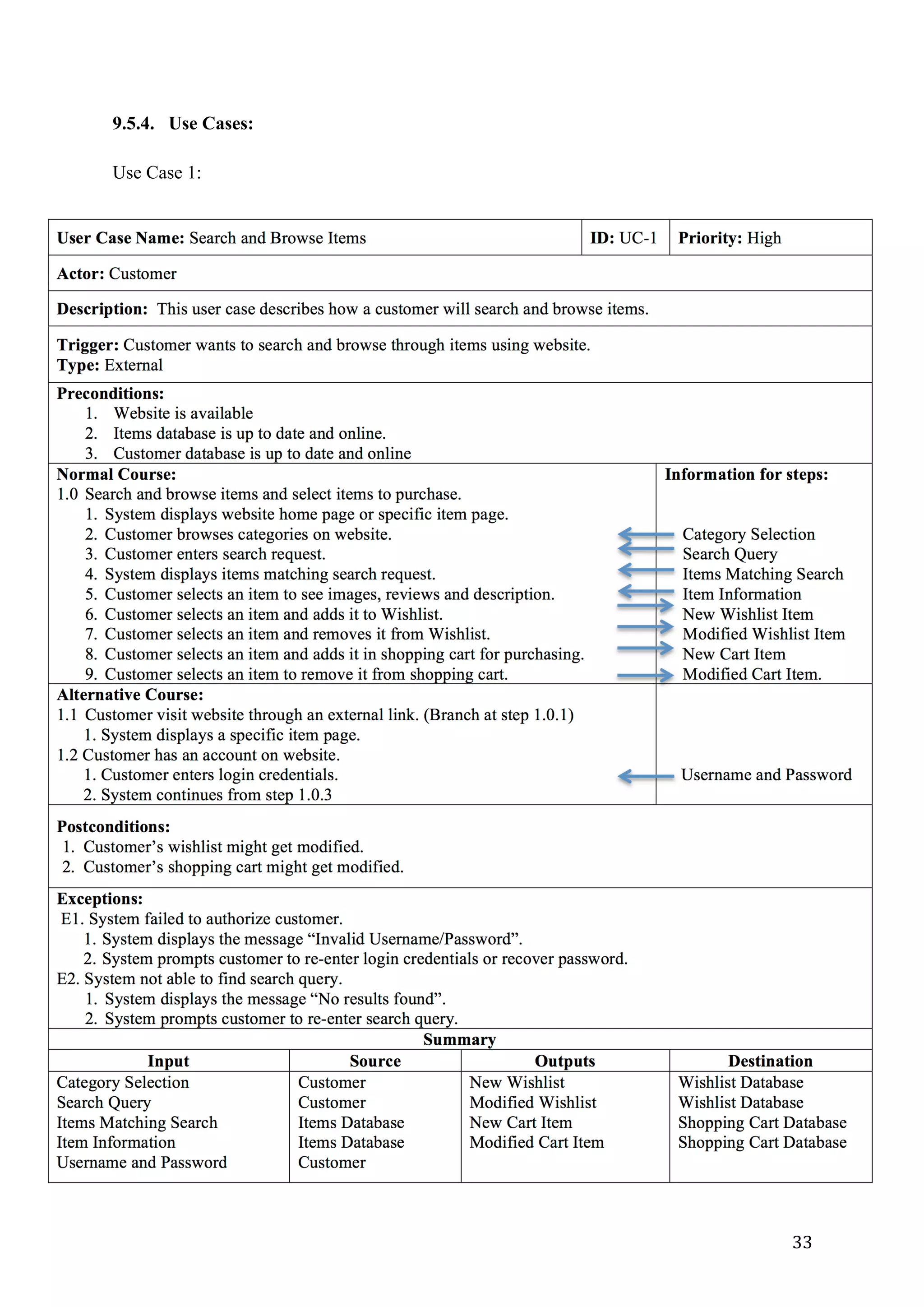 33	
9.5.4. Use Cases:
Use Case 1:
 