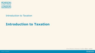 School of Business, Introduction to Taxation, Topic 1 – Lecture
Introduction to Taxation
Introduction to Taxation
 