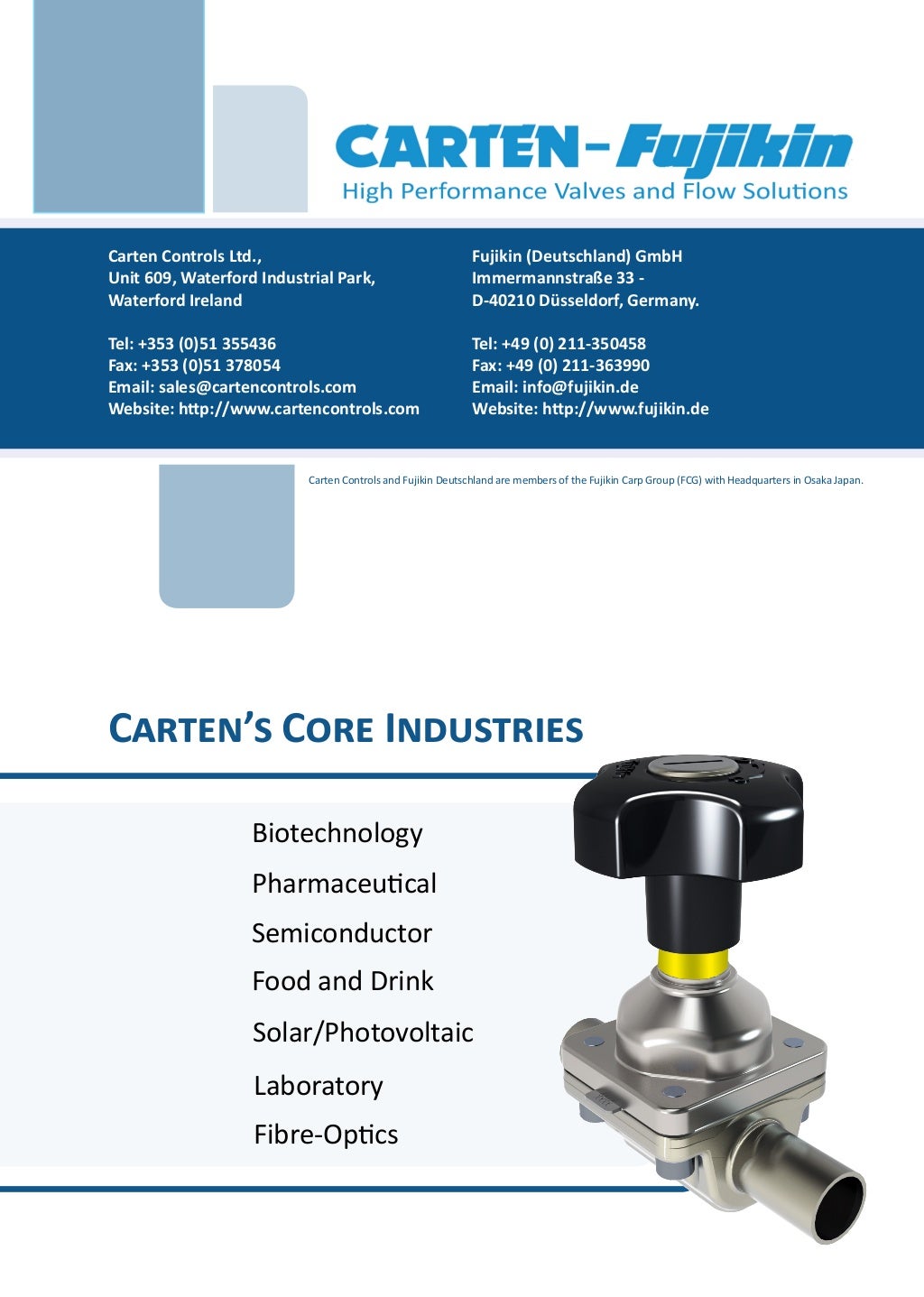 CartenFujikin BNW Series Diaphragm Valves