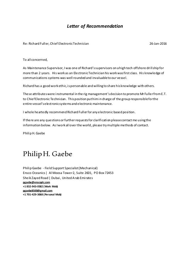 letter of recommendation richard fuller letter of recommendation for maintenance