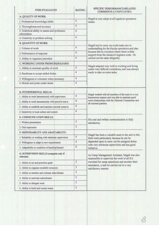 UN Performance Appraisal Report
