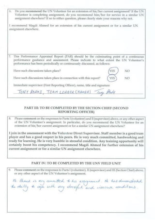 UN Performance Appraisal Report