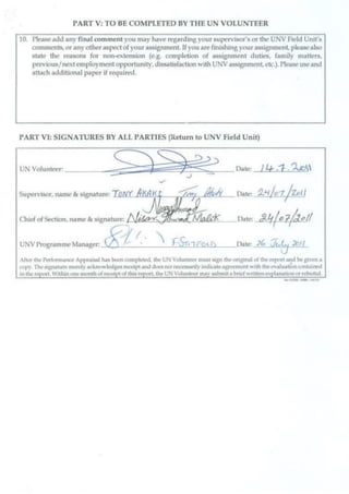 UN Performance Appraisal Report