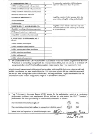 UN Performance Appraisal Report