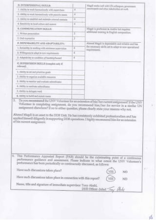 UN Performance Appraisal Report